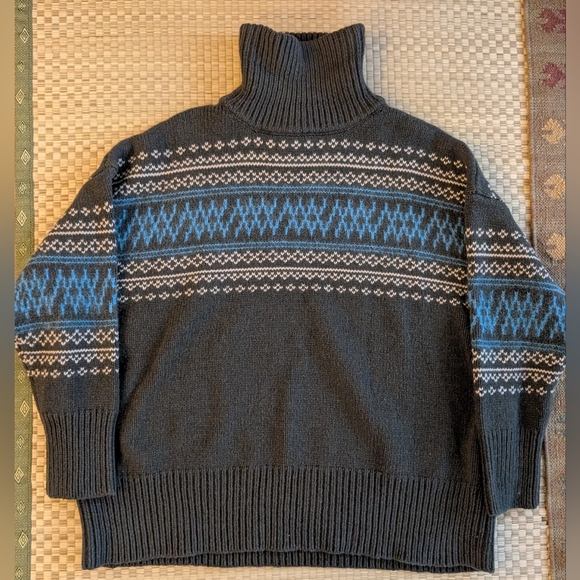 We Norwegians Sweaters - We Norwegians Setesdal Oversized Fair Isle Turtleneck Sweater Wool Cashmere Sz L